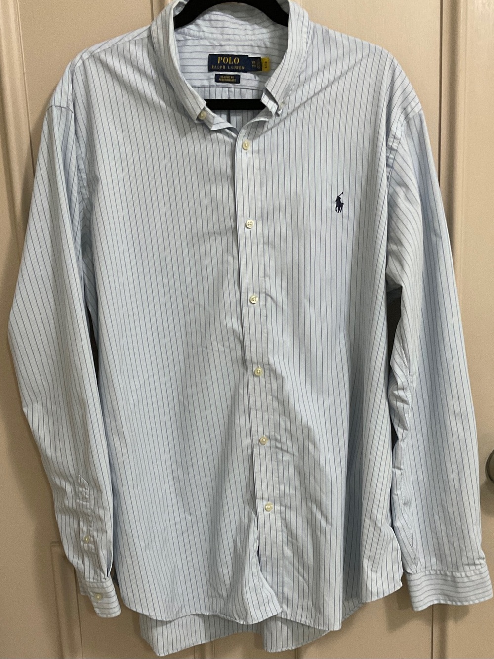 Polo by Ralph Lauren Light Blue with Navy Pinstripe Button-Down Shirt, XXL